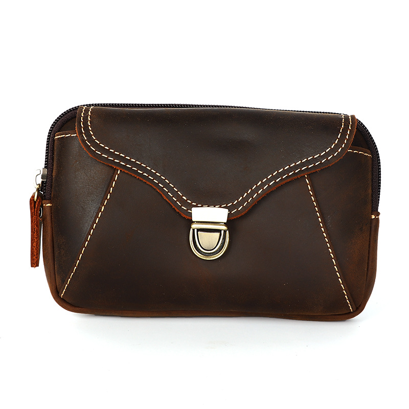 Leatherwork Bag - Bolsa de cintura masculina de couro,