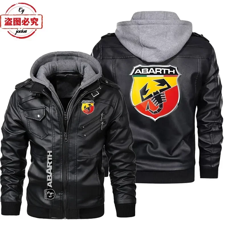 Leather Work Jacket With Hood - Jaqueta de Couro Tamanho Europeu com