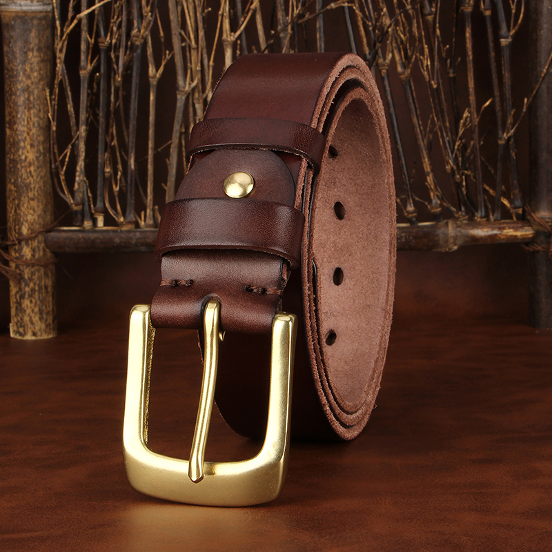 Leather Work Jeans - Cintos masculinos de couro legítimo Top