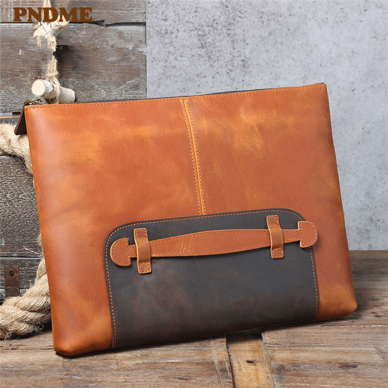Leather Work Laptop Bag - Bolsa de mão masculina de couro