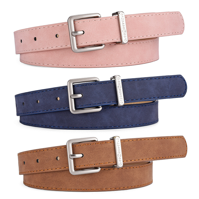 Leather Work Jeans - Cinto feminino moda pino fivela cinto