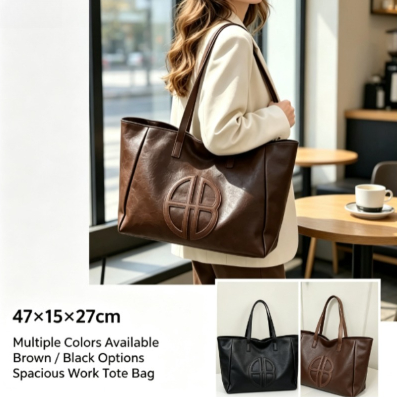 Leather Work Bag Women - Nova Bolsa Tote Feminina Retrô de