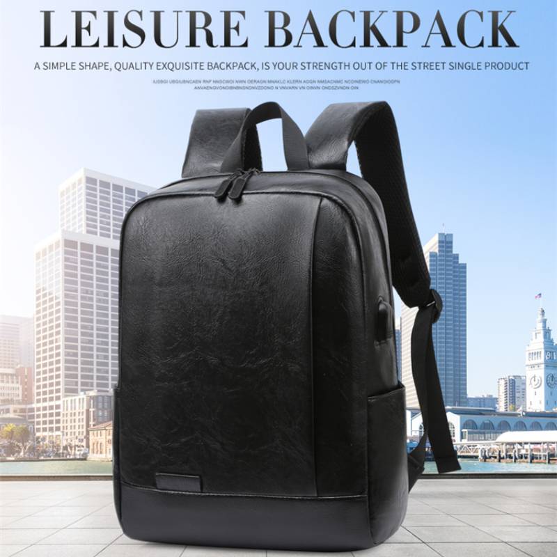 Leather Work Laptop Bag - Mochila masculina elegante de couro pu,