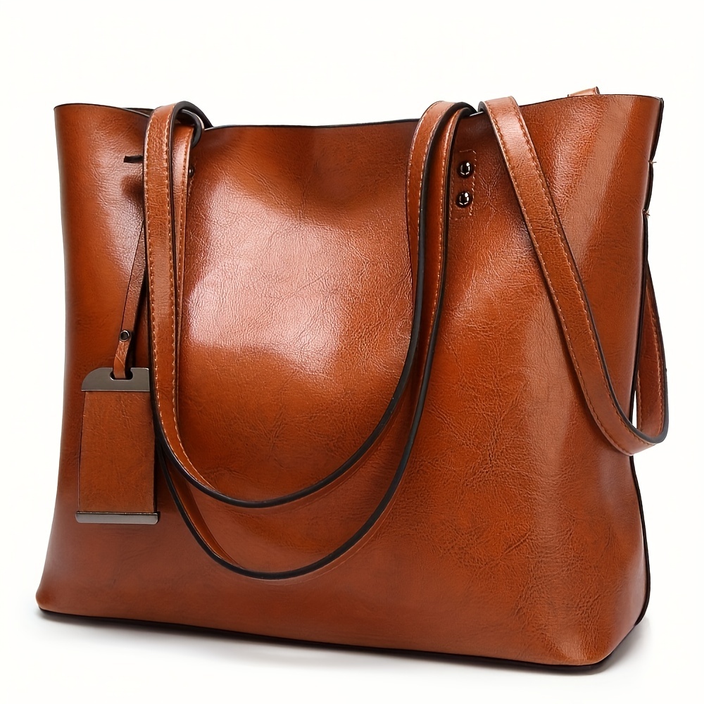 Leather Work Laptop Bag - Bolsa de couro retrô clássica para