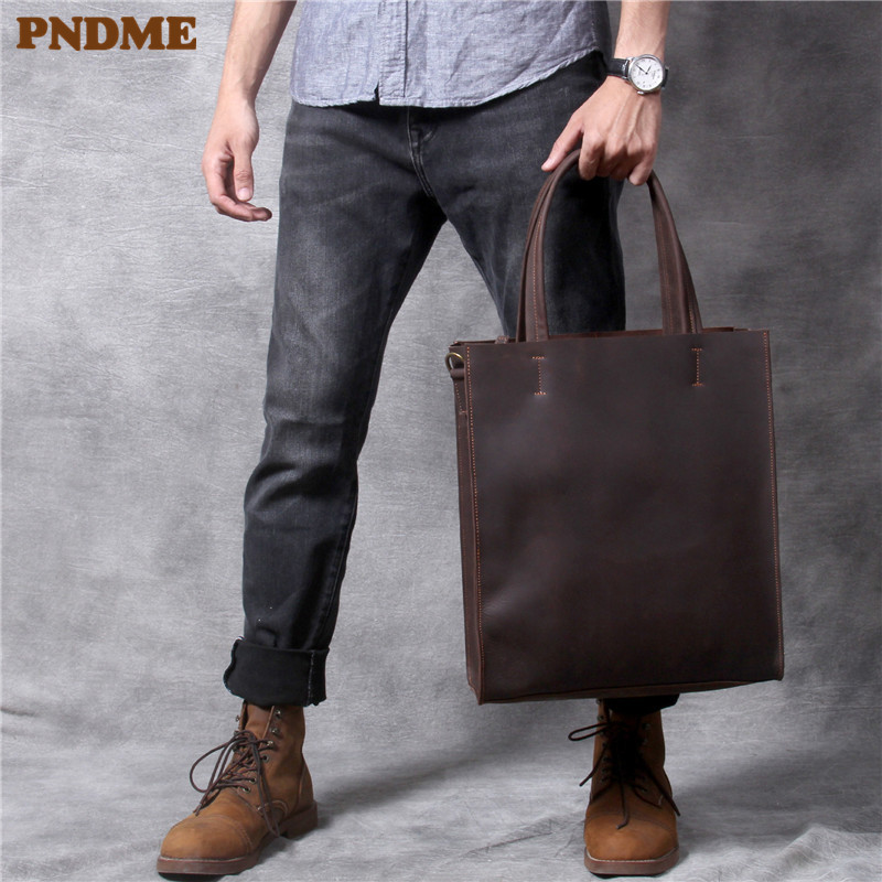 Vintage couro genuíno dos home - Leather Work Laptop Bag avaliação e preço