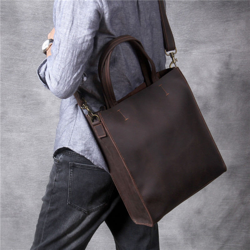 Vintage couro genuíno dos home - Leather Work Laptop Bag avaliação e preço