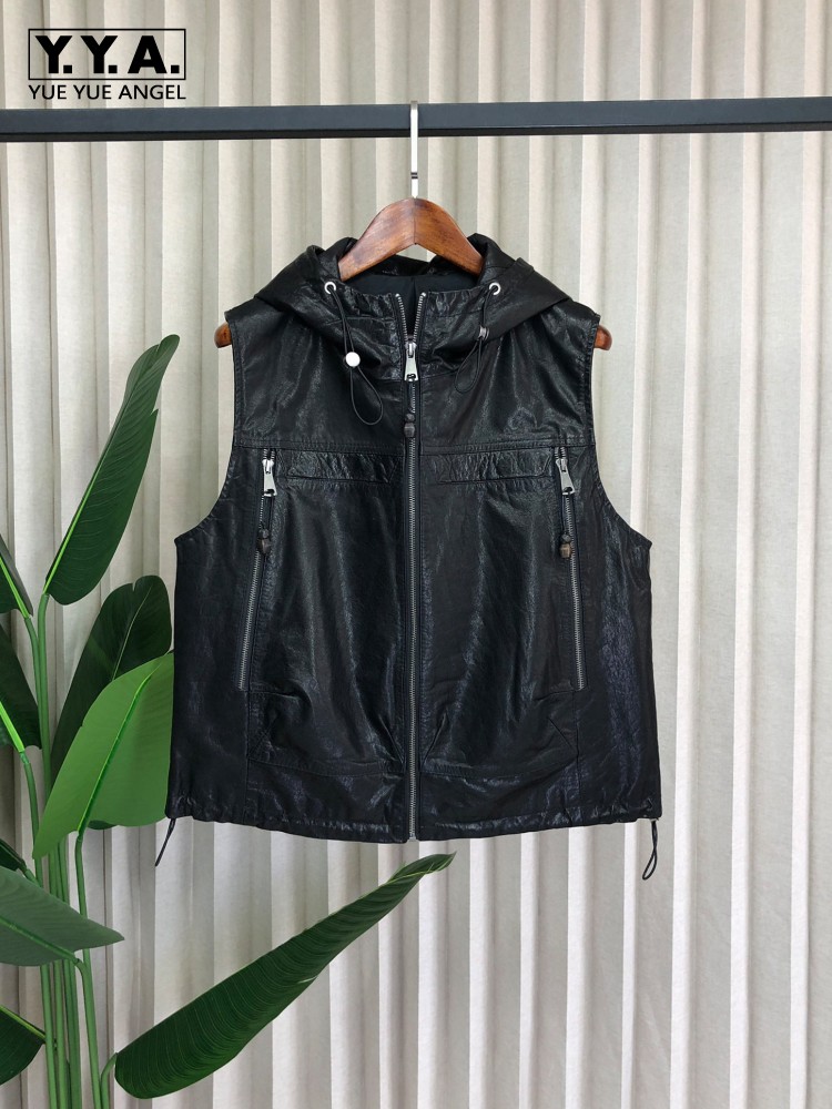Colete Feminino Casual de Cour - Leather Work Jacket With Hood avaliação e preço