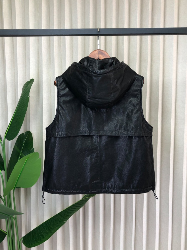 Colete Feminino Casual de Cour - Leather Work Jacket With Hood avaliação e preço