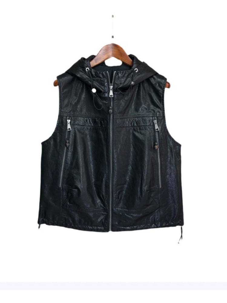 Colete Feminino Casual de Cour - Leather Work Jacket With Hood avaliação e preço