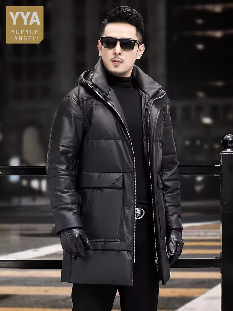 Inverno masculino grosso quent - Leather Work Jacket With Hood avaliação e preço