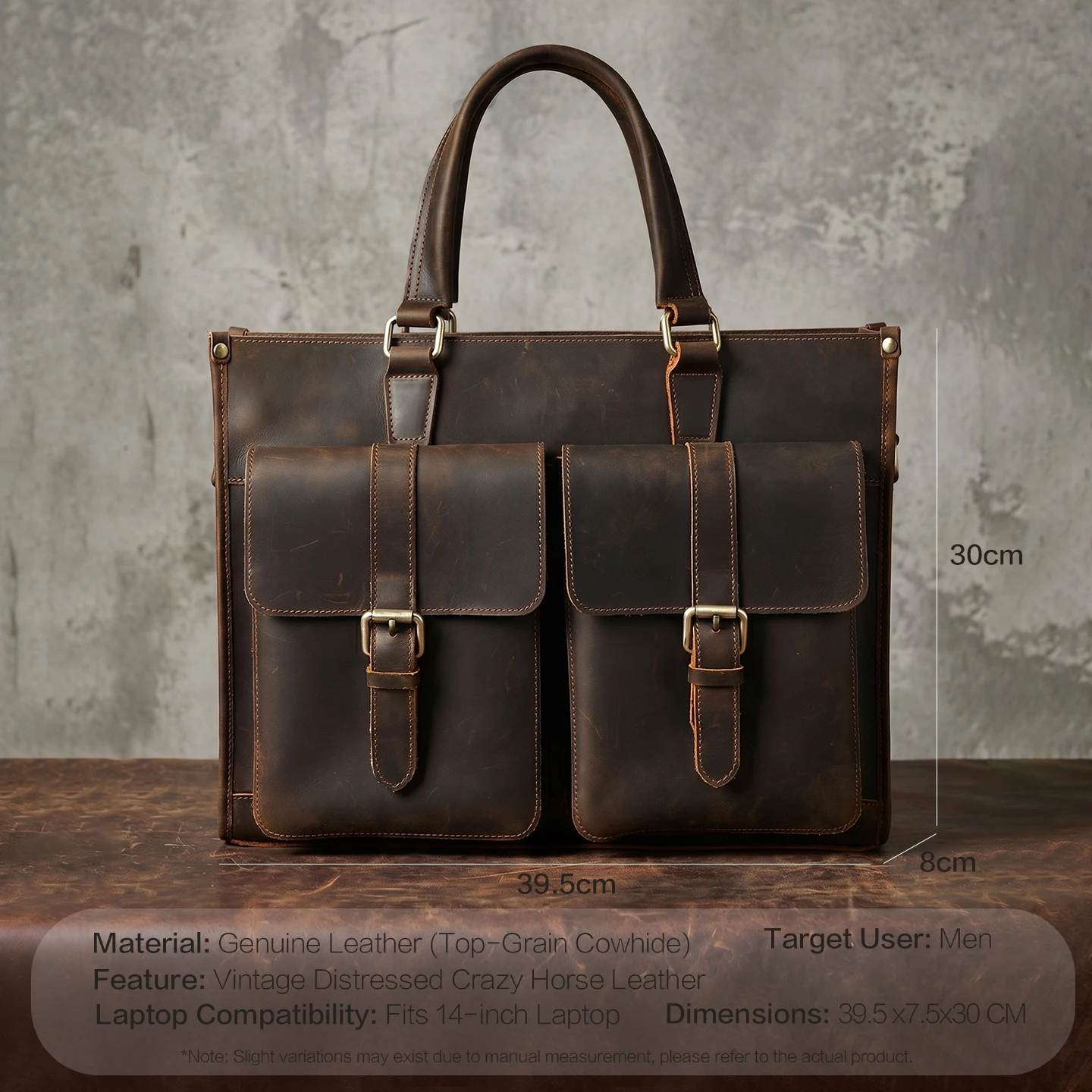 Bolsa de Ombro Masculina Vinta - Leather Work Laptop Bag avaliação e preço
