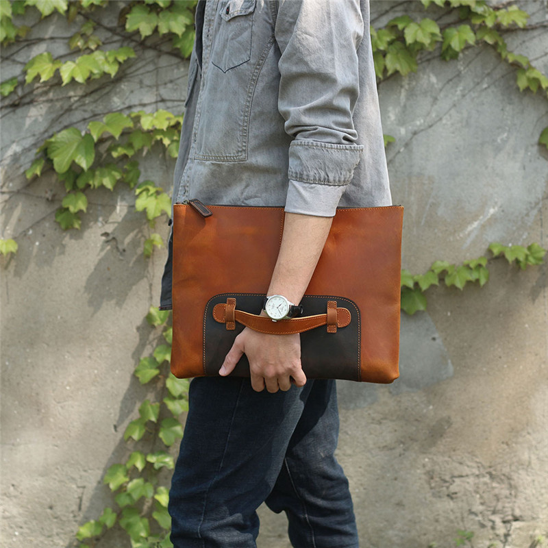 Bolsa de mão masculina de cour - Leather Work Laptop Bag avaliação e preço