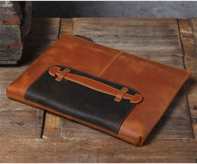 Bolsa de mão masculina de cour - Leather Work Laptop Bag avaliação e preço