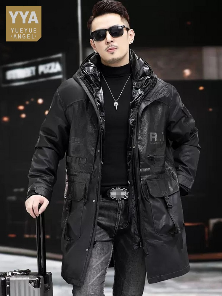Inverno casaco de couro genuín - Leather Work Jacket With Hood avaliação e preço