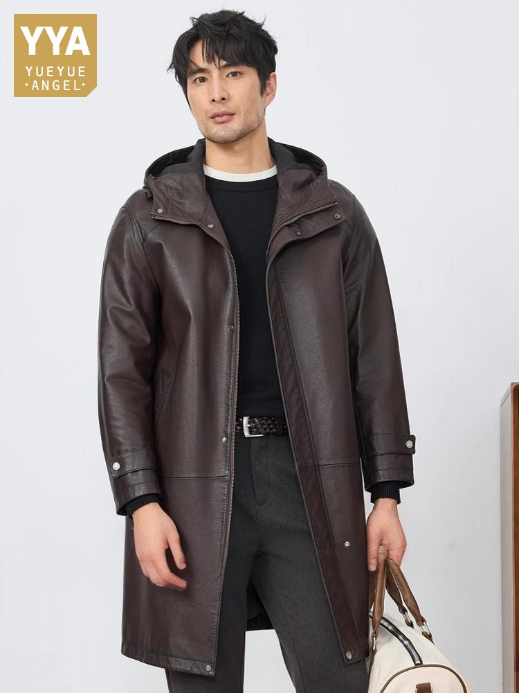 Moda masculina outono novo com - Leather Work Jacket With Hood avaliação e preço