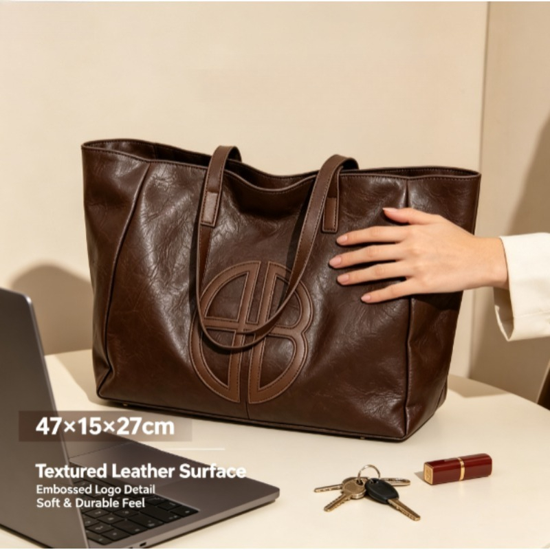 Nova Bolsa Tote Feminina Retrô - Leather Work Bag Women avaliação e preço