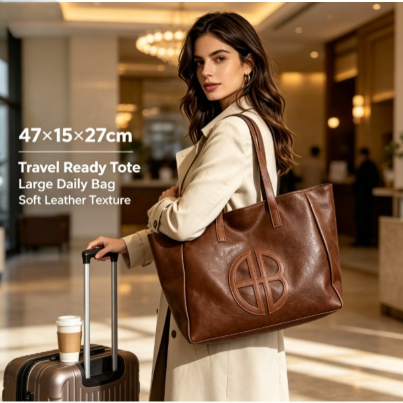 Nova Bolsa Tote Feminina Retrô - Leather Work Bag Women avaliação e preço