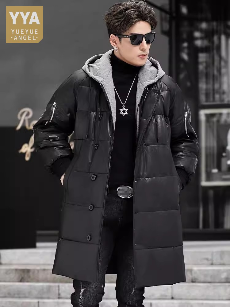 Inverno novos homens com capuz - Leather Work Jacket With Hood avaliação e preço