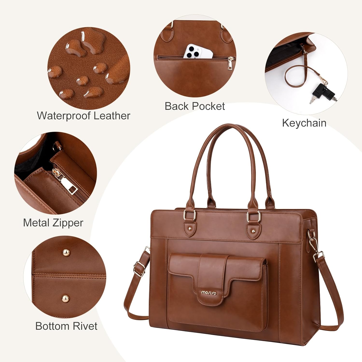 Bolsa de ombro MOSISO para lap - Leather Work Laptop Bag avaliação e preço